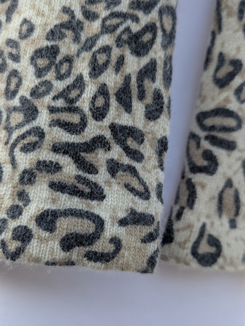 Women's Angora Blend Knit Leopard Print Scarf Black & Tan Soft 8" X 47" Curtsy — image 3 of 8